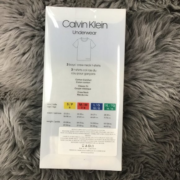 Calvin Klein Underwear | Boy's T-Shirts | 3 Pack | Blue, Black & Grey | Various - Picture 3 of 3